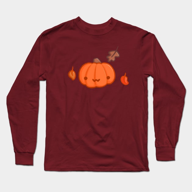 Super Cute Autumn Pumpkin - Kawaii Pumpkin Long Sleeve T-Shirt by perdita00